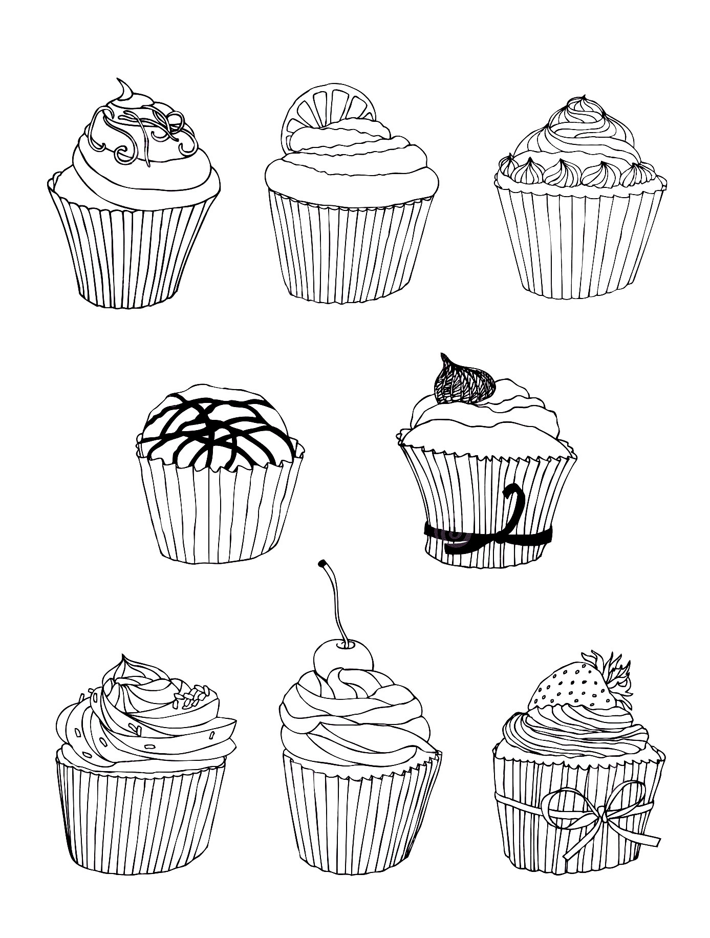 Cup Cakes Colorear Para Adultos