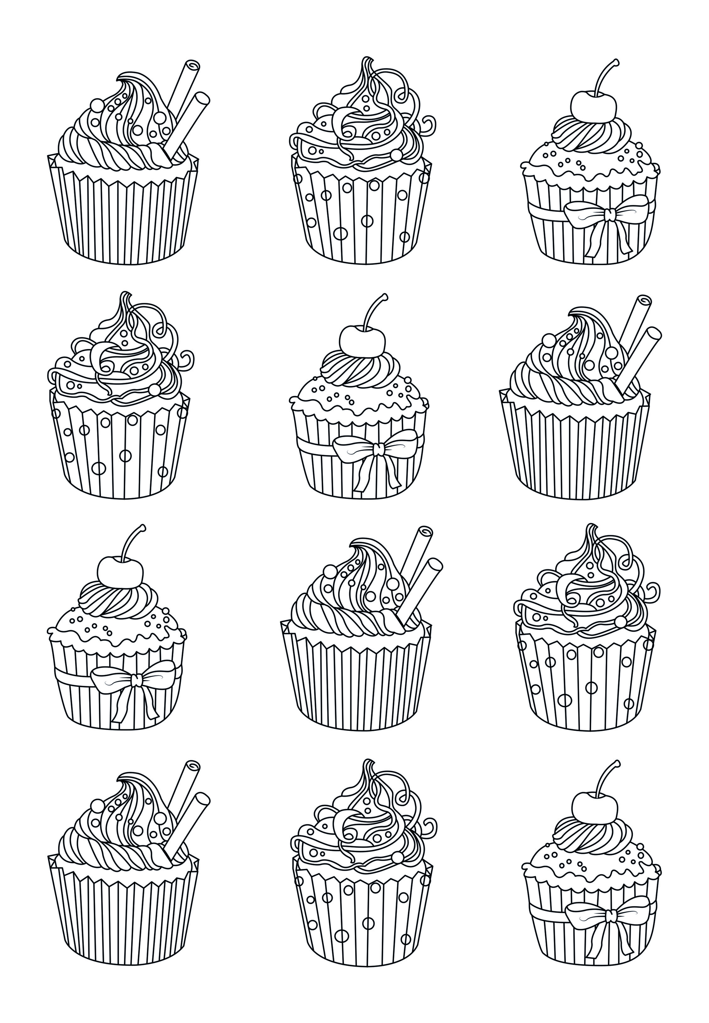 Cup Cakes Colorear Para Adultos