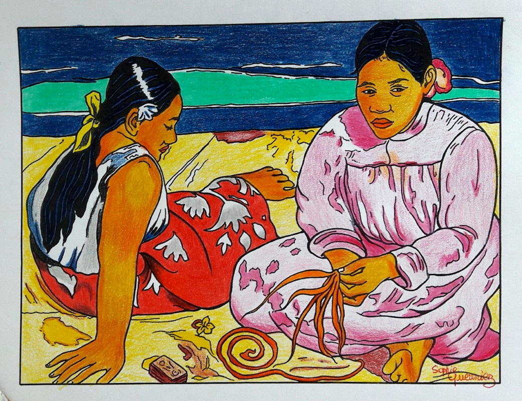 Gauguin femme tahitienne - Masterpieces Adult Coloring Pages - Page 4