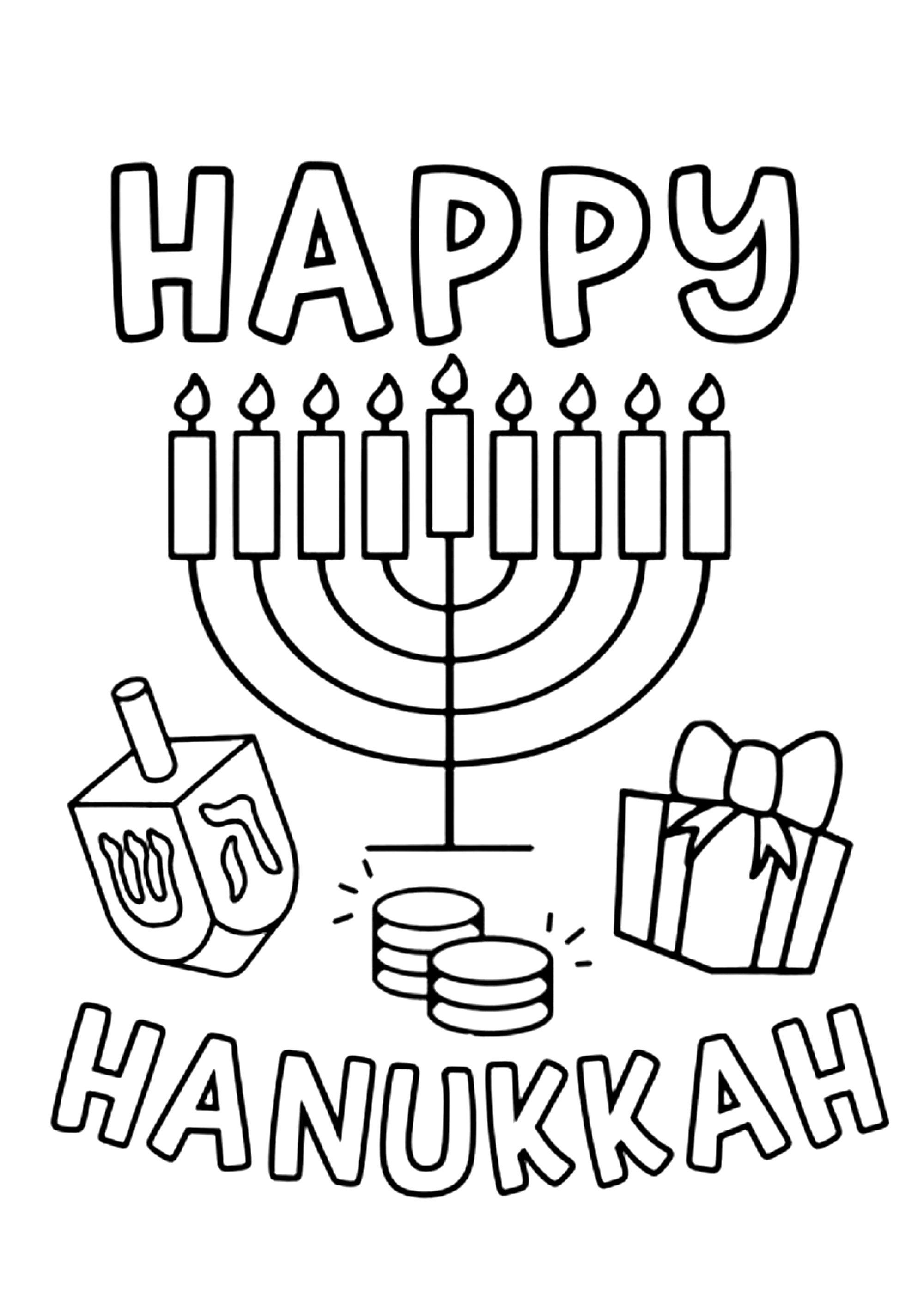 Schönes Hanukkah Ausmalbild Einfache de Judentum Malvorlagen für Kinder