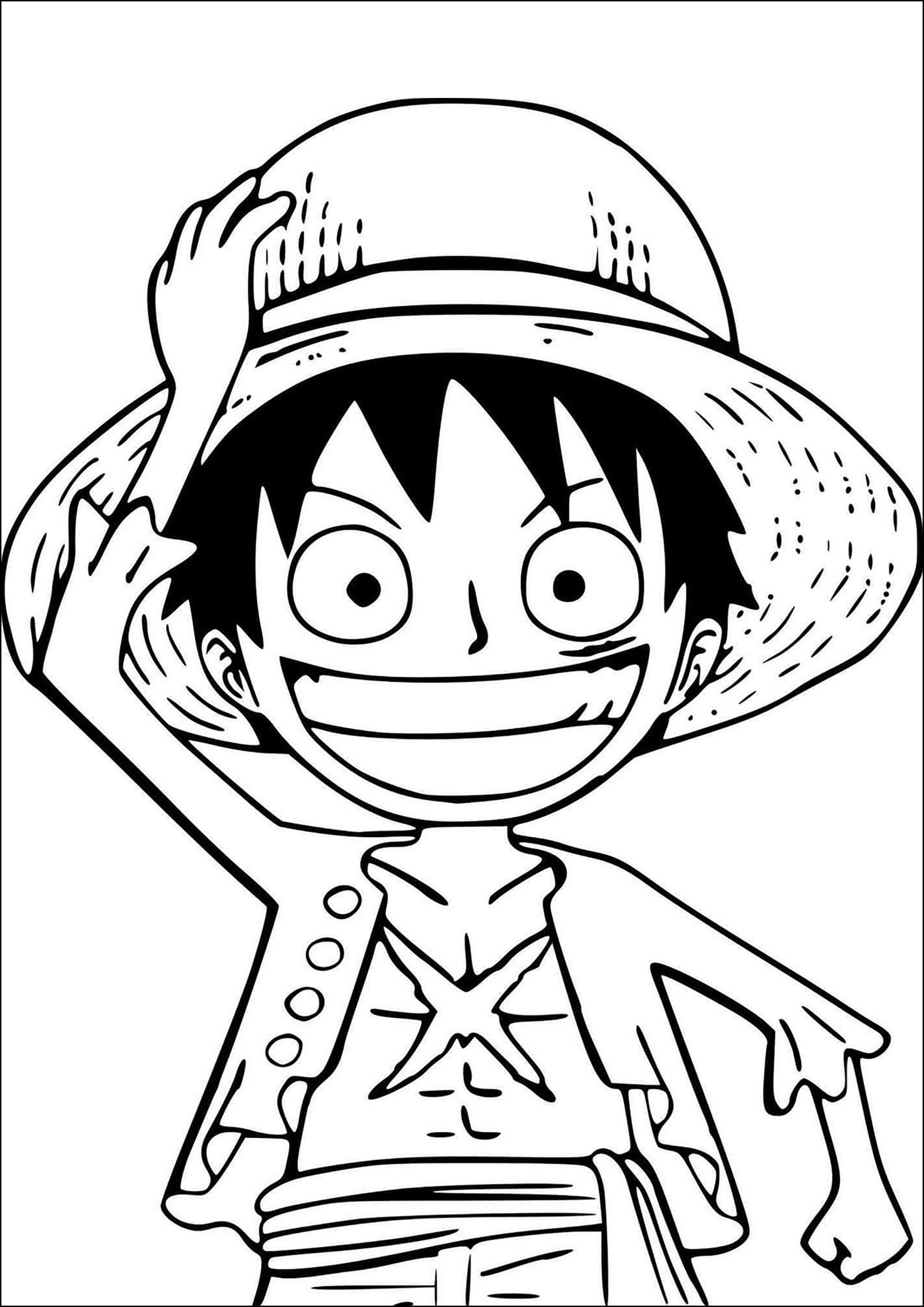 Monkey D Luffy Einfache de One Piece Malvorlagen für Kinder