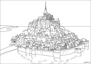 Mont Saint Michel, a medieval abbey founded in 708