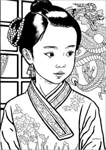 Chinese girl and dragon