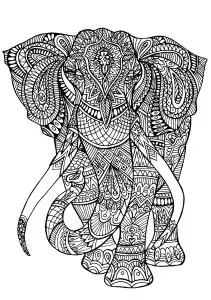 Coloring adult elephant patterns