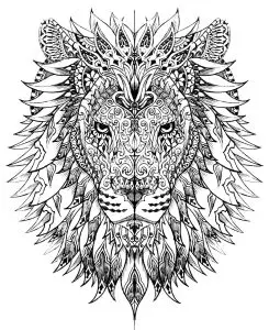 Coloring adult difficult lion head