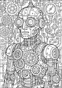 Enigmatic Humanoid with a Mechanical Heart