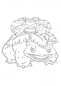 Pagina Pokemon da Colorare per bambini : <b>Venusaur</b> (N.03): Pokémon della prima generazione.