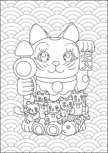 适合成人打印的着色 : Manekineko : Maneki Neko 婴儿