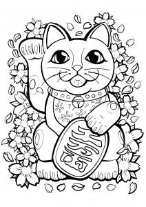 适合成人打印的着色 : Manekineko : 有花有叶的萌萌哒