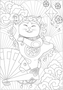 适合成人打印的着色 : Manekineko : 会跳舞的萌猫