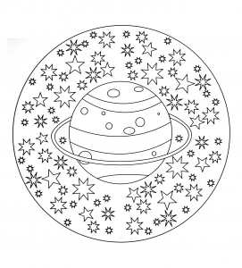 适合成人打印的着色 : : 曼陀罗与行星 & 恒星