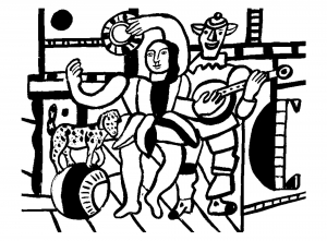 适合成人打印的着色 : : Fernand Leger - 带狗的舞者