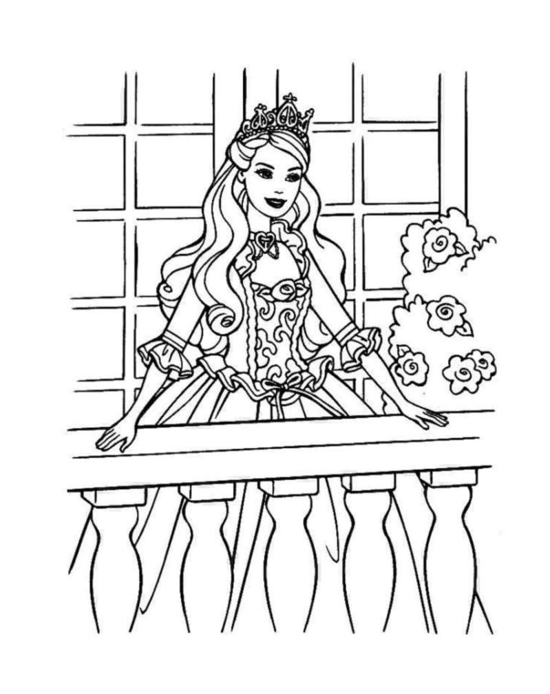 Desenho de livro para colorir das princesas barbie para crianças