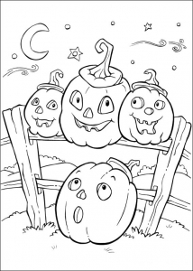 Três bonitas abóboras do d'dia das Bruxas - Halloween - Just Color Crianças  : Páginas para colorir para crianças