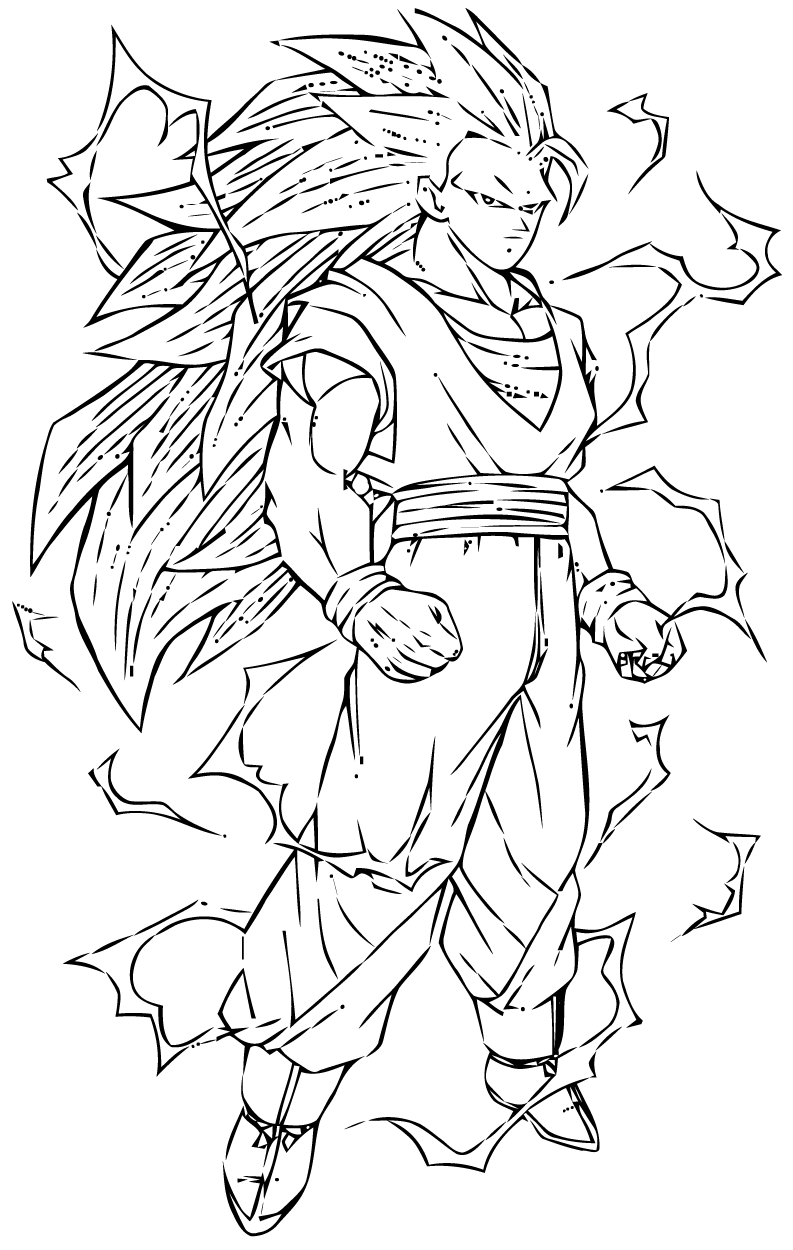 Filho jovem Goku e dragão para colorir