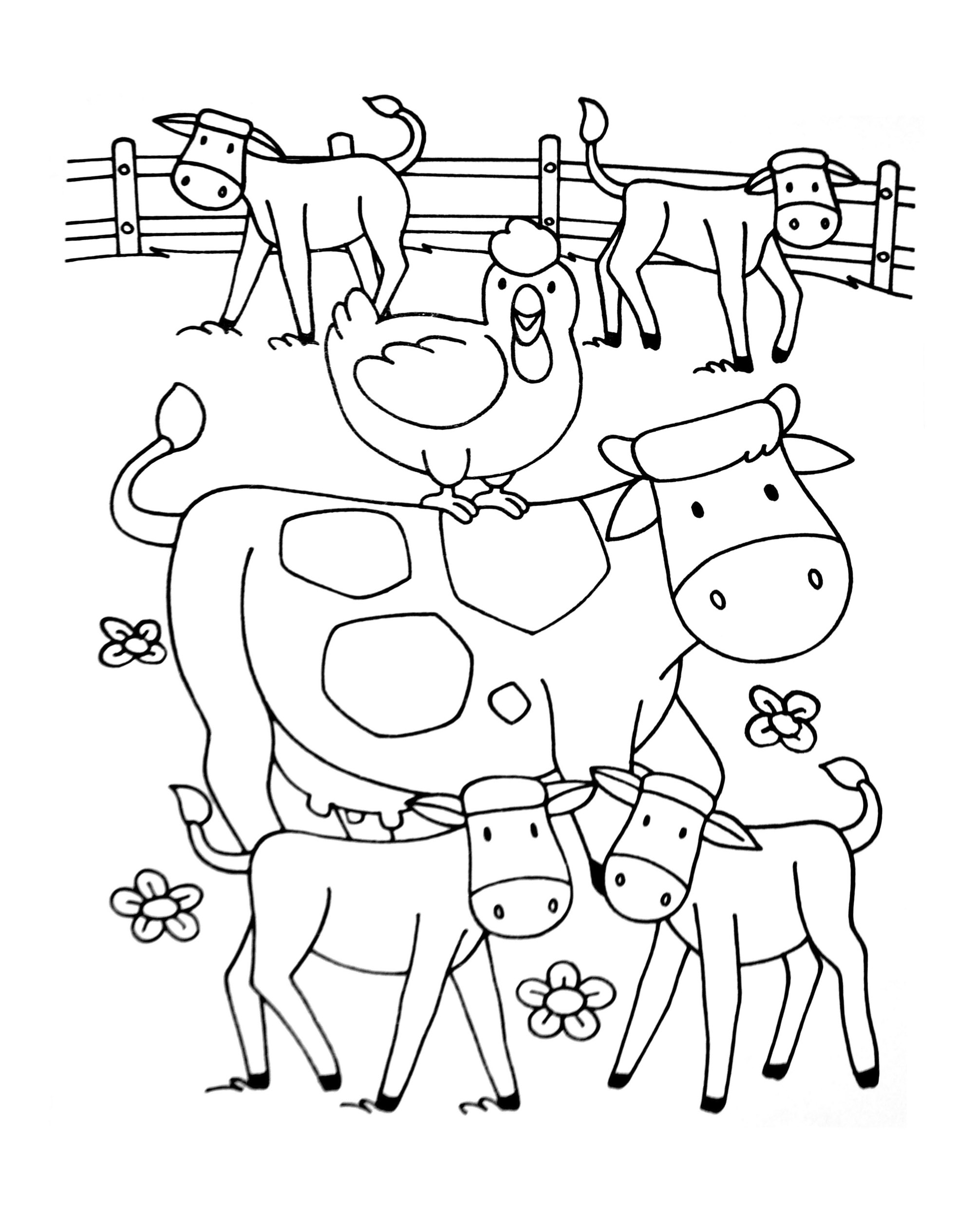 Galinhas e pintos - Sur la Ferme (tracteurs, fermier, animaux) - Just  Color Crianças : Páginas para colorir para crianças