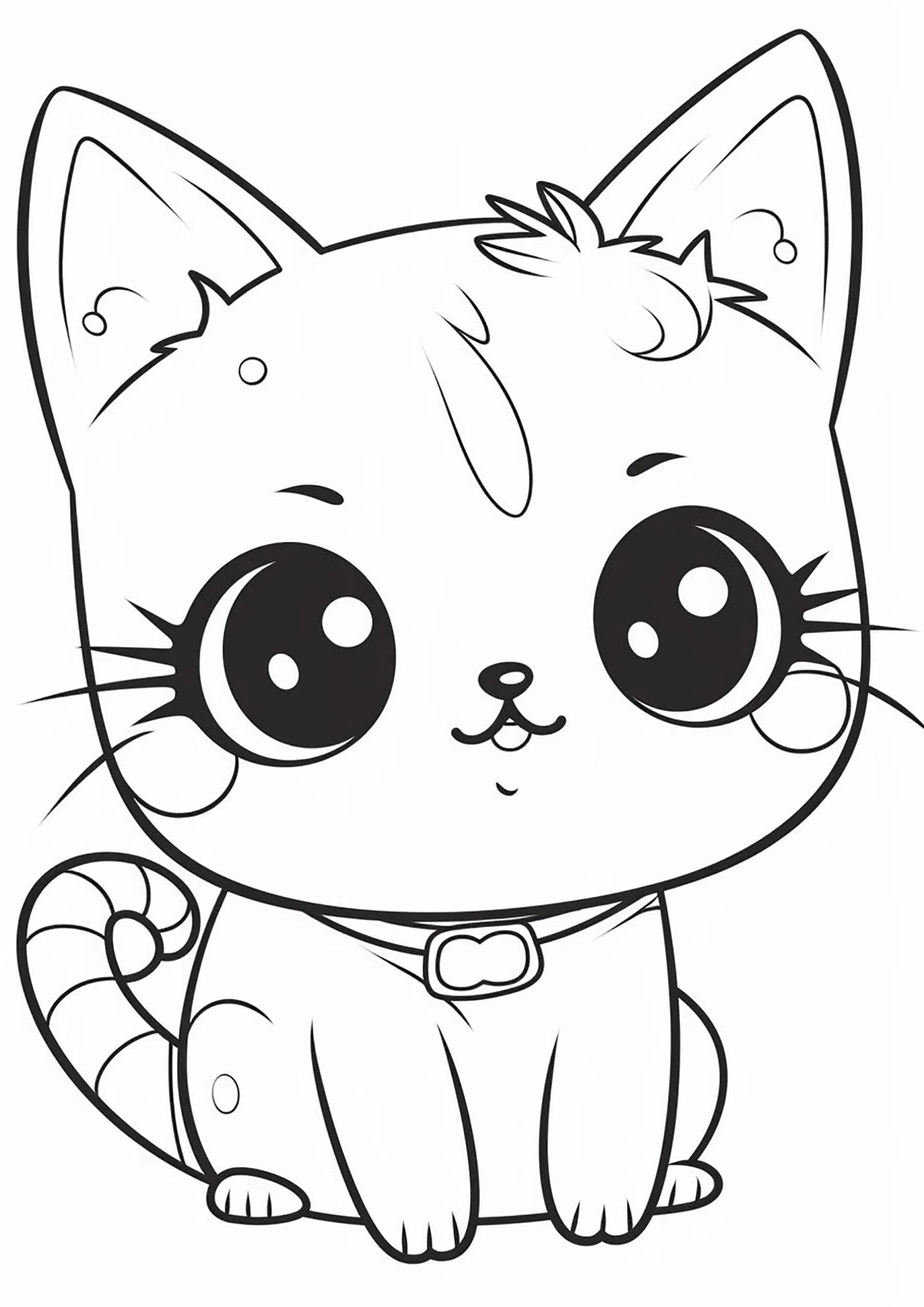 Desenhos de gatos kawaii para colorir para crianças