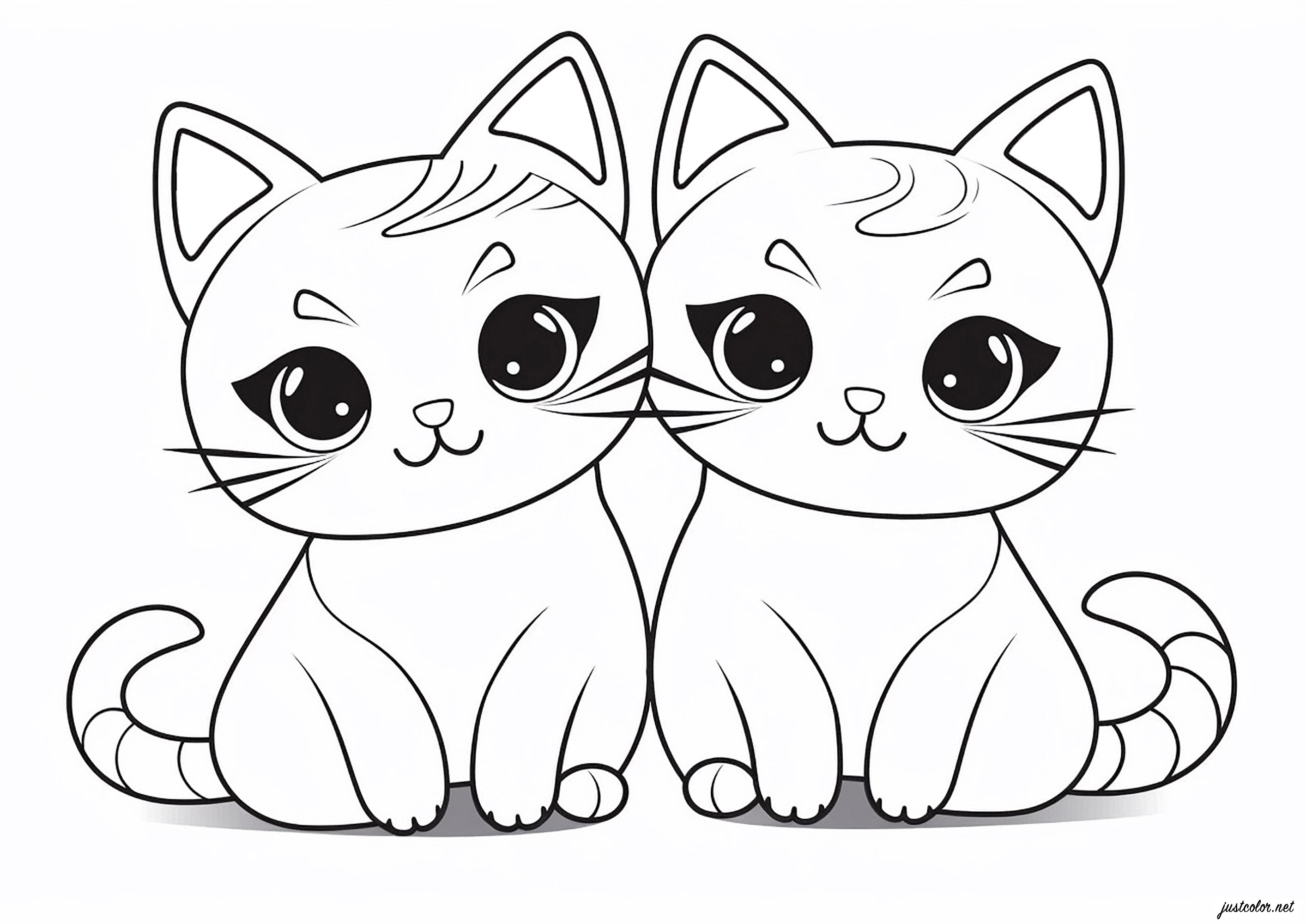 Desenhos de gatos kawaii para colorir para crianças