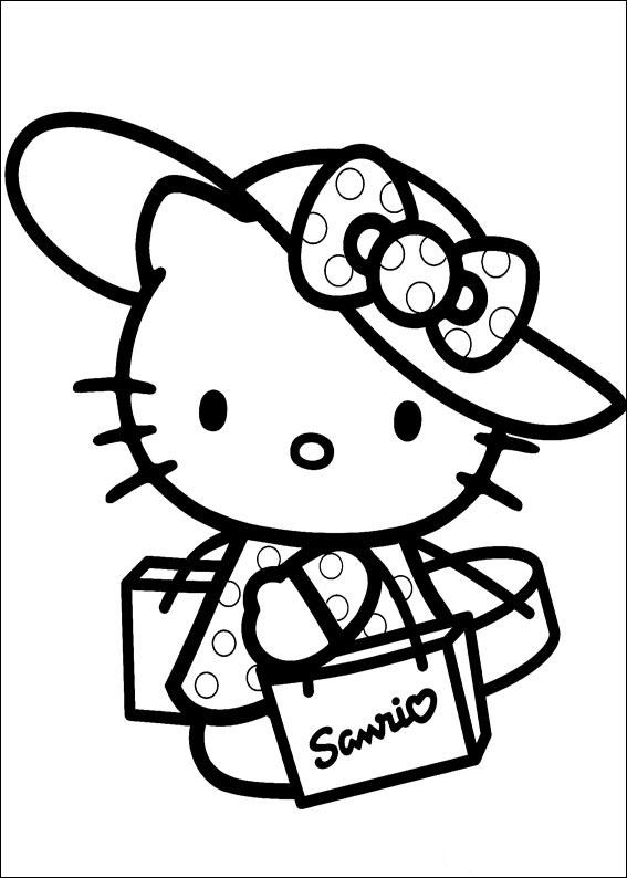 Hello Kitty na Escola - Desenhos para Colorir a Hello Kitty