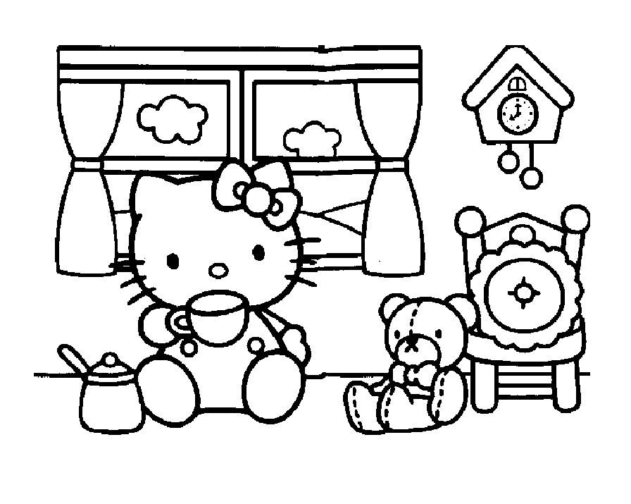 Colorir Hello Kitty com chapéu - Hello Kitty - Just Color Crianças