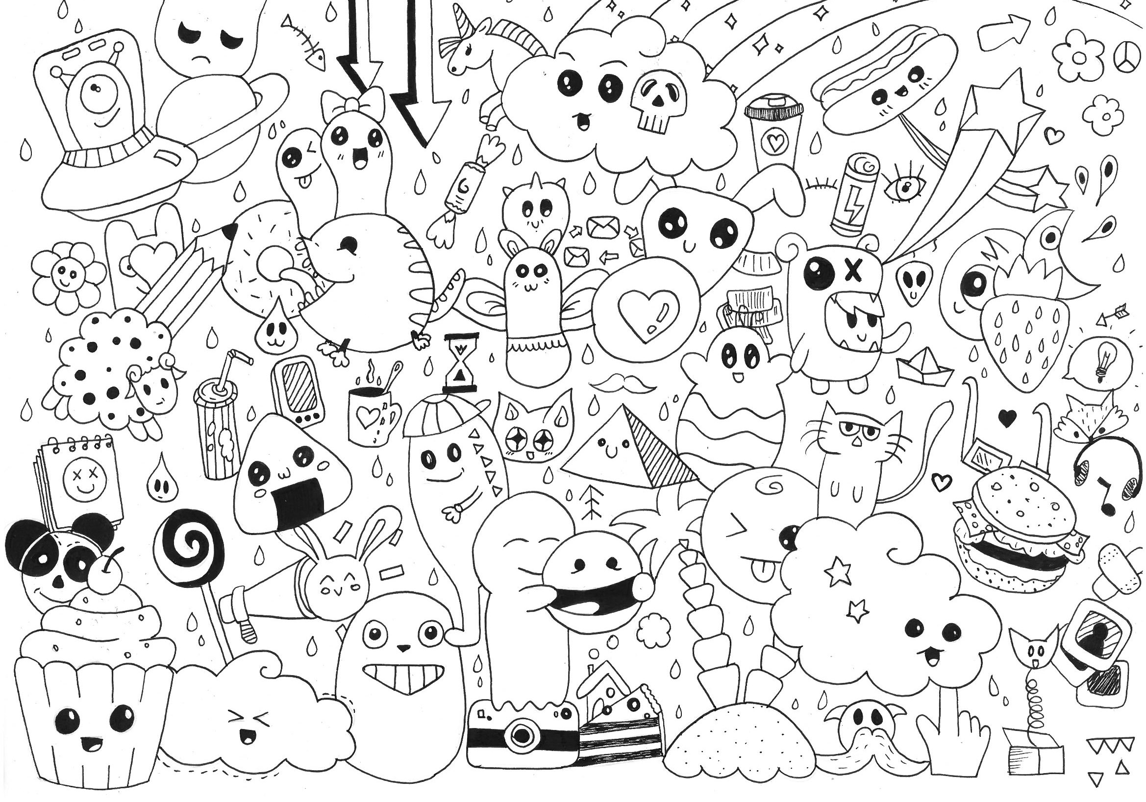 65 Desenhos para colorir kawaii e imprimir  Revistas de arte do doodle,  Bonitos desenhos fáceis, Doodles bonitos