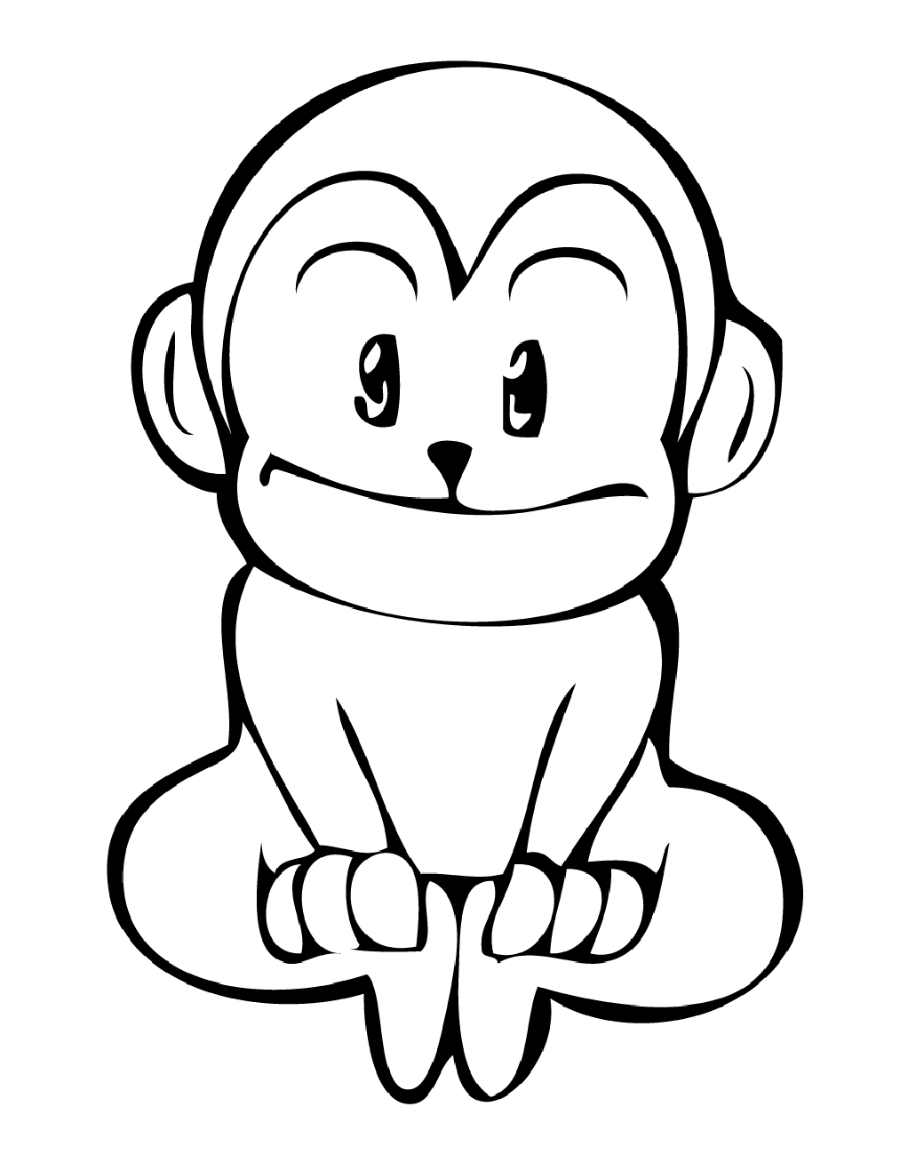 Página para colorir de crianças com macaco de desenho animado de