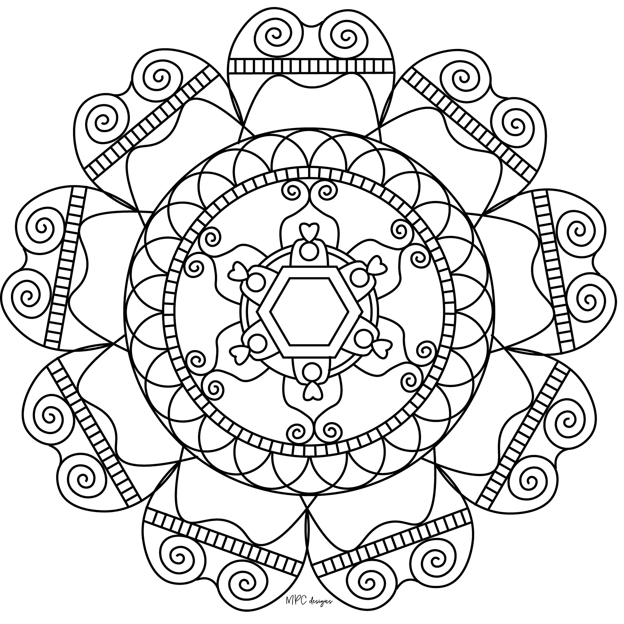 Desenho de Mandala de arte visual para colorir , imprimir o baixar. Pinta  on-line com um jogo de colorir…