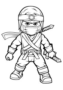 Página para colorir ninja de aventuras para colorir para crianças