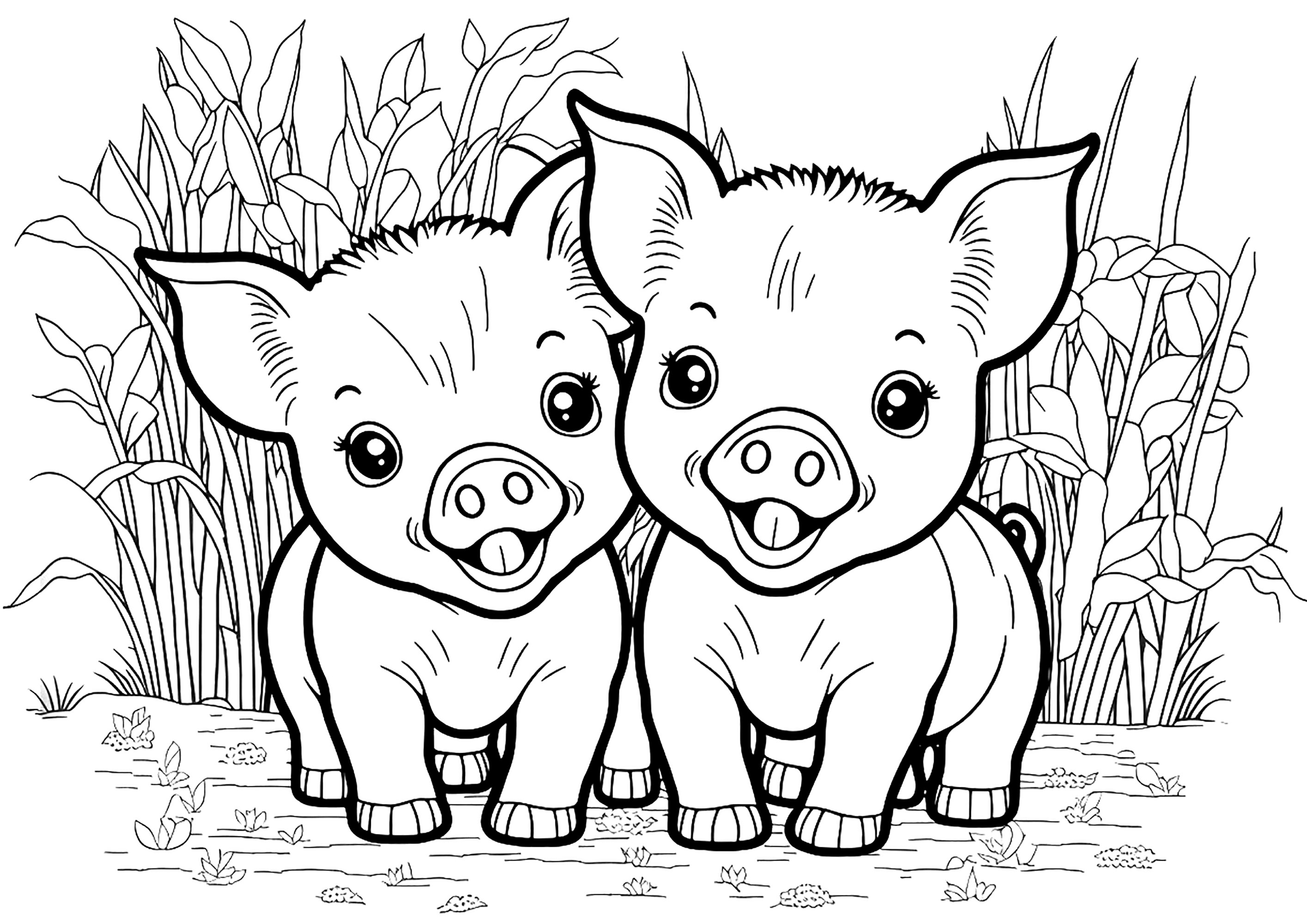 Desenho e Imagem Porco Bonitinho para Colorir e Imprimir Grátis