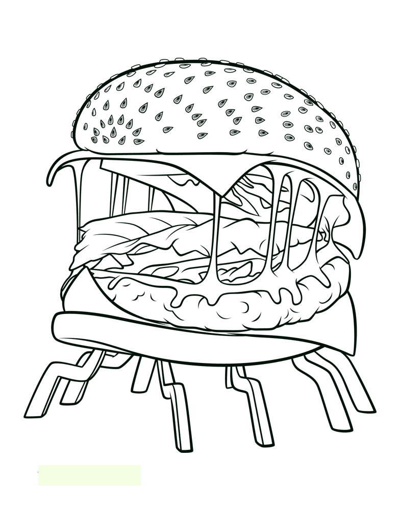 Hambúrguer gigante de almôndegas de carne 2 para imprimir e colorir