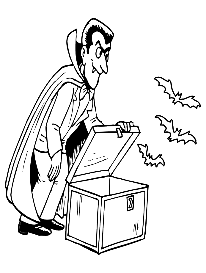 Desenho para colorir de vampiro no caix · Creative Fabrica