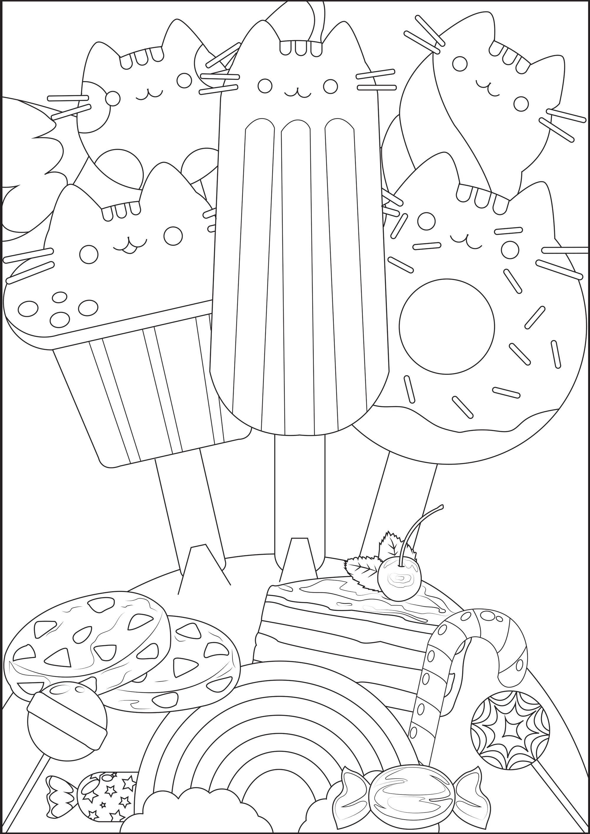 Leckere Eiscreme mit Pusheens Kopf, Kuchen und Süßigkeiten, Künstler : Caillou
