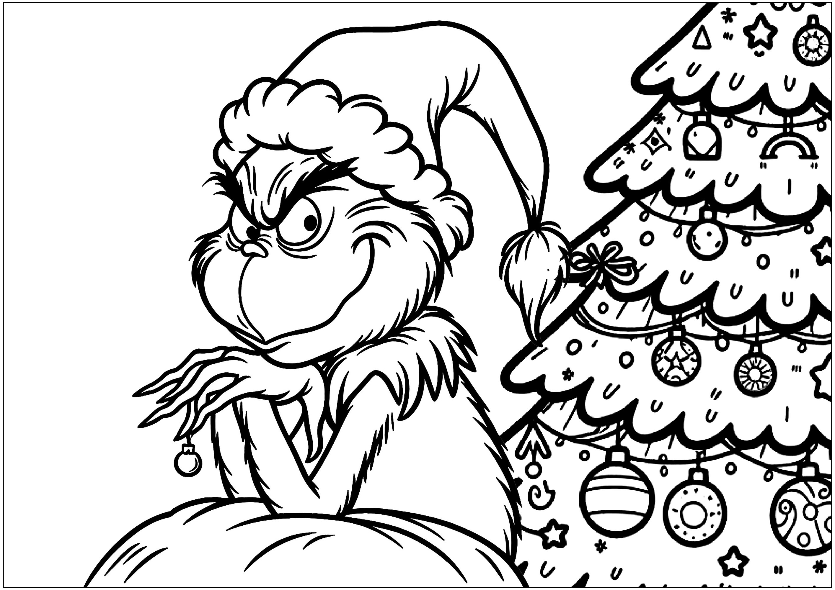 Le Grinch et un sapin de Noël Le Grinch Coloriages faciles pour enfants