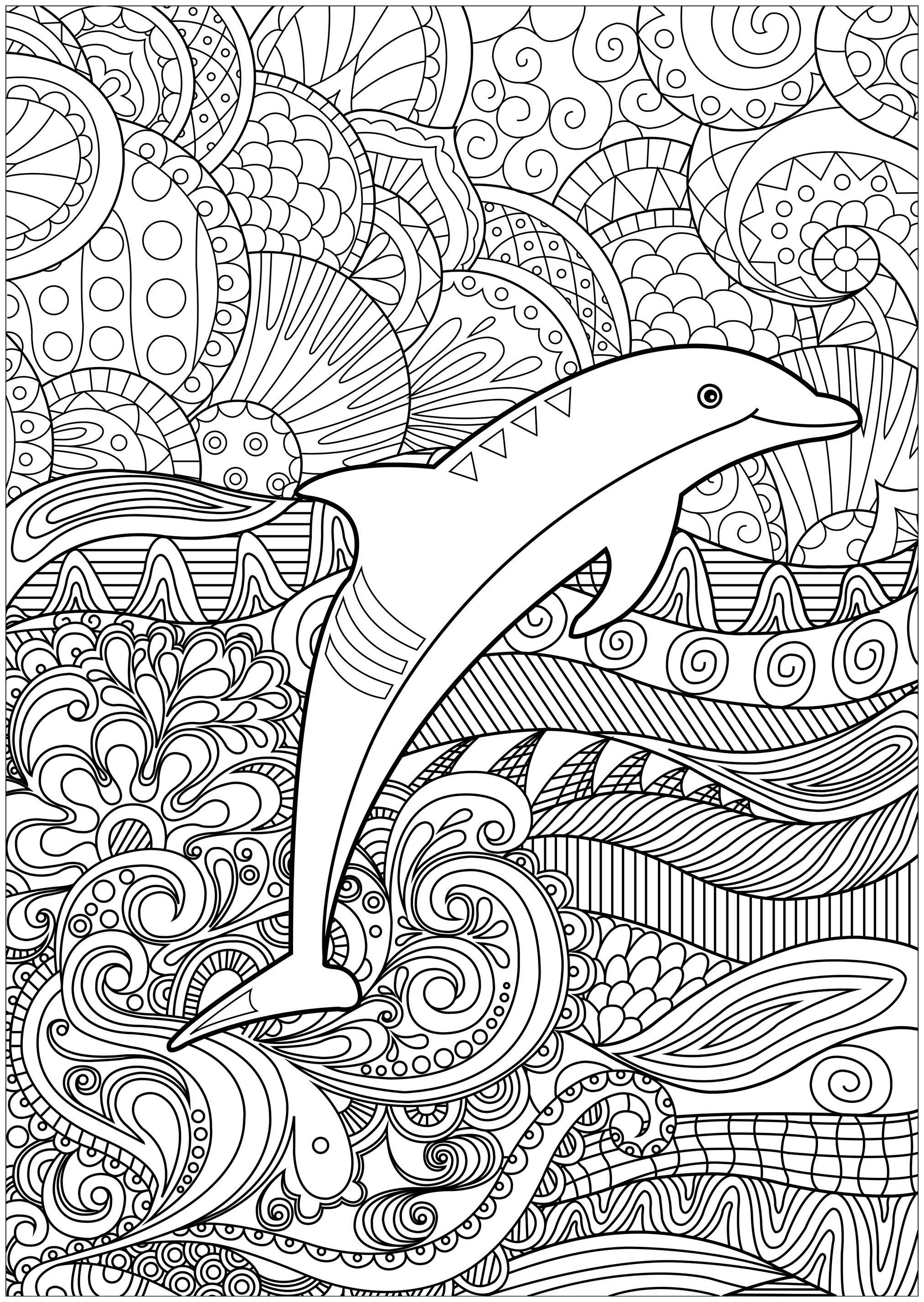 Delfines 51159 - Delfines - Colorear para Adultos