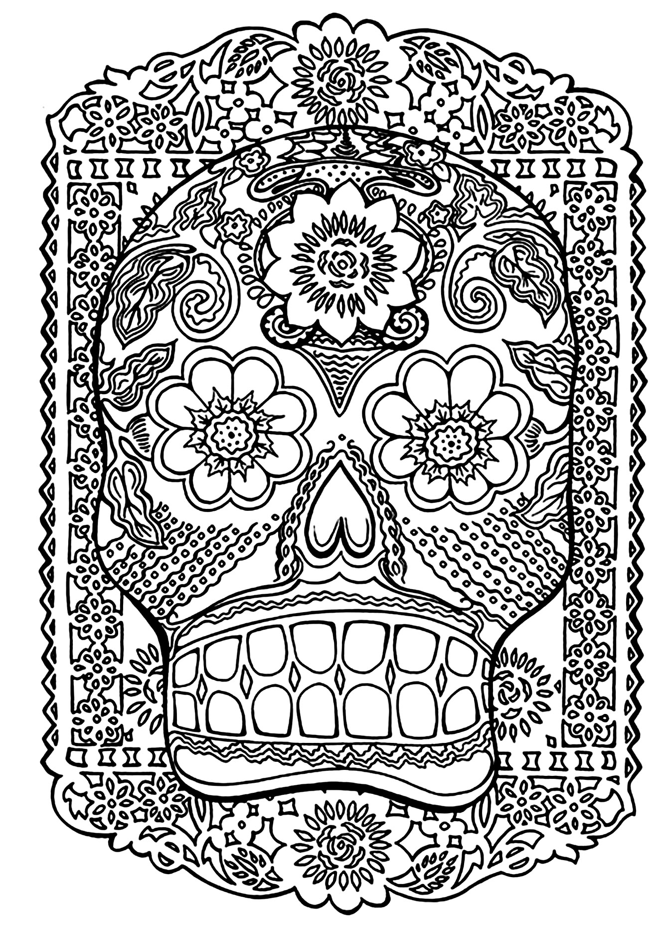 Tete de mort Anti stress & Art thérapie Coloriages difficiles pour adultes