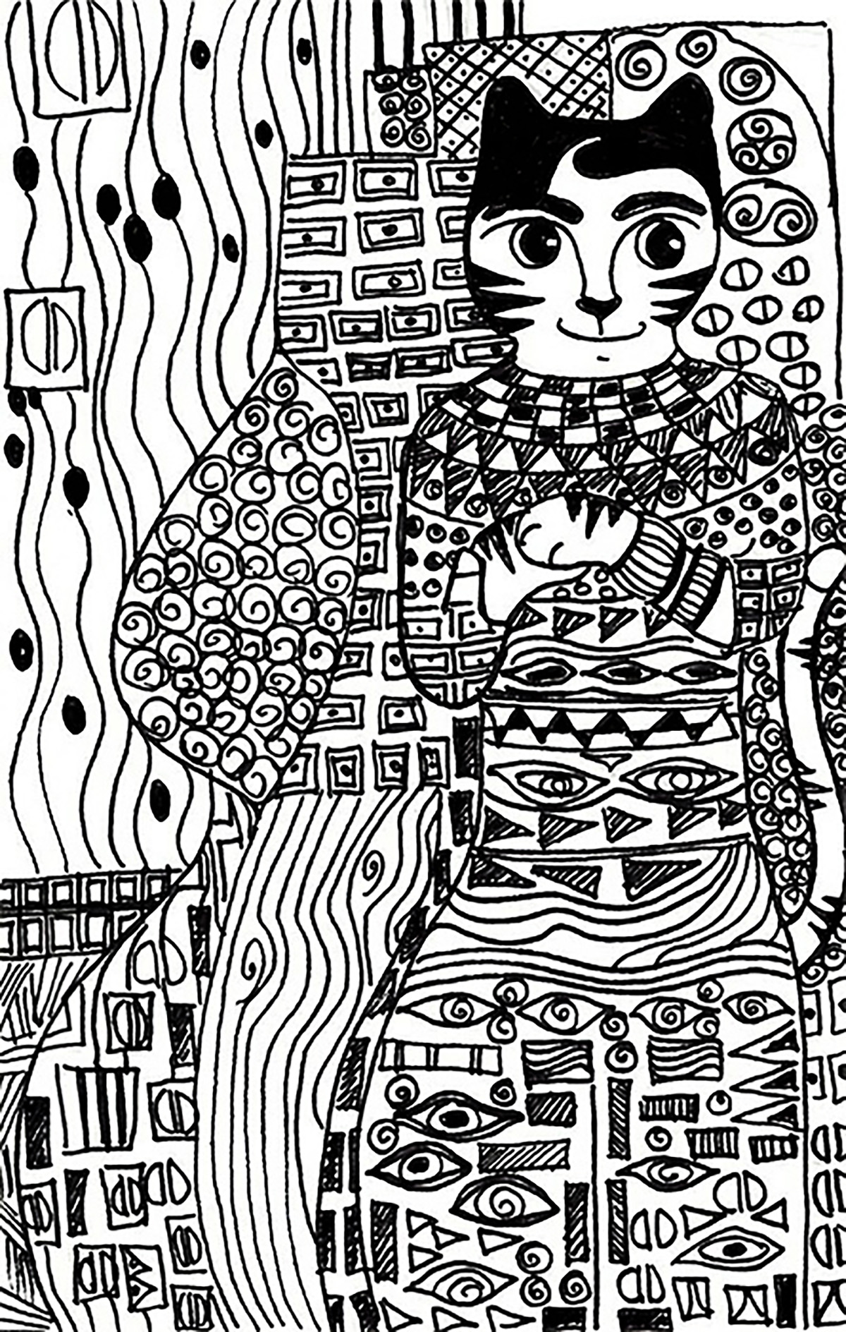 Chat inspiré par Klimt en phase dorée par Cheri du site The Crafty