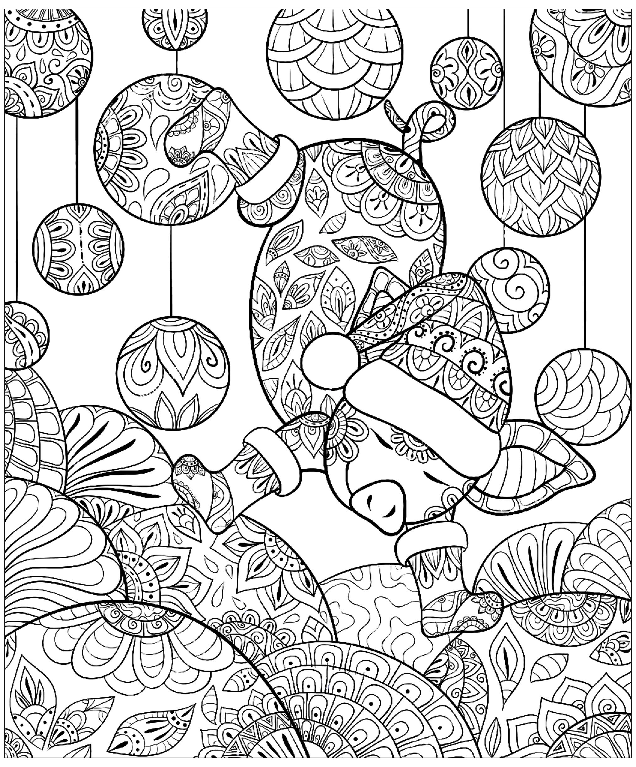 coloriage cochon noel