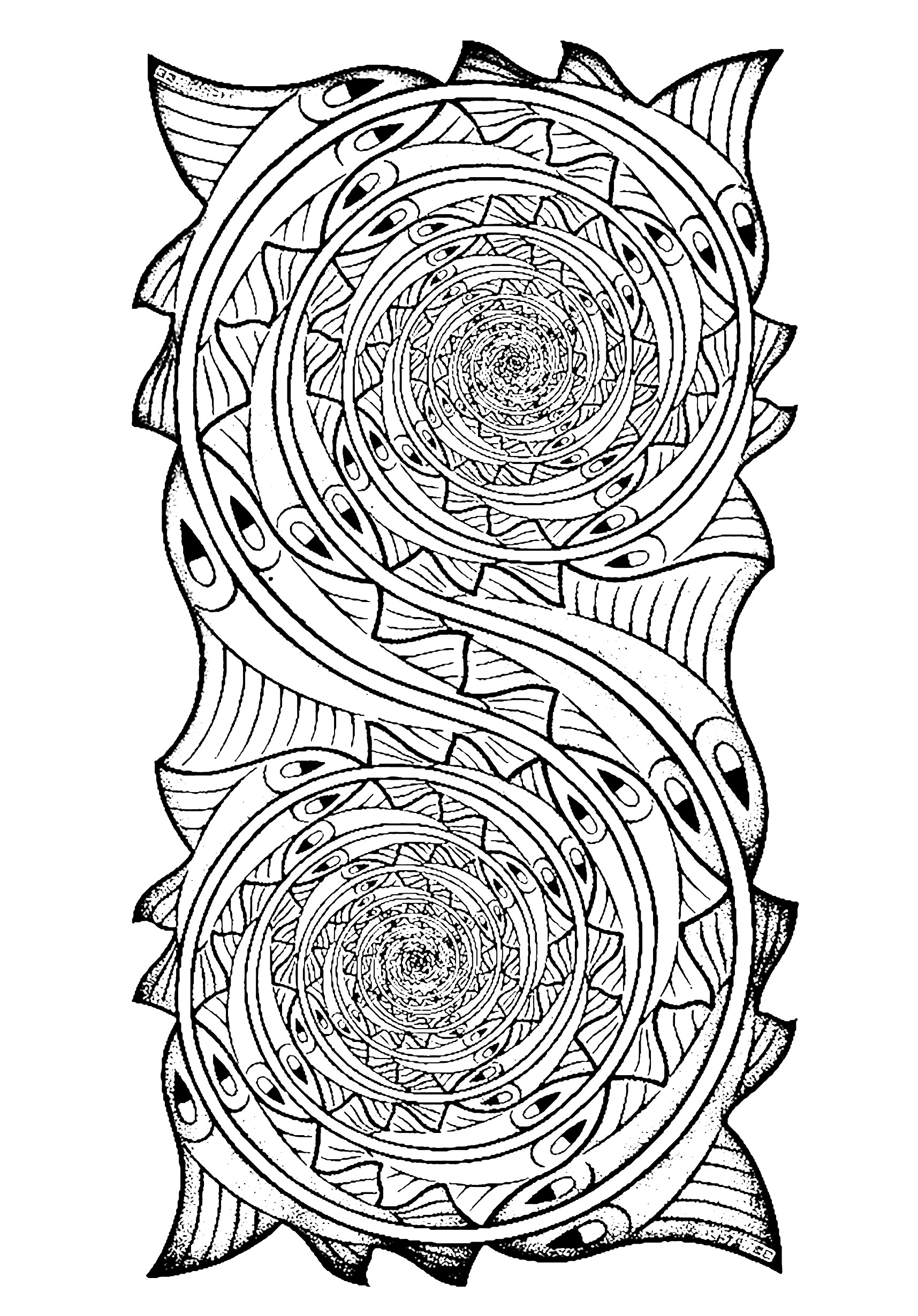 coloriage poissons tourbillon par m c escher free to print