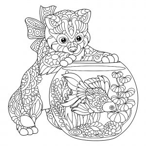 Chats  Coloriages difficiles pour adultes