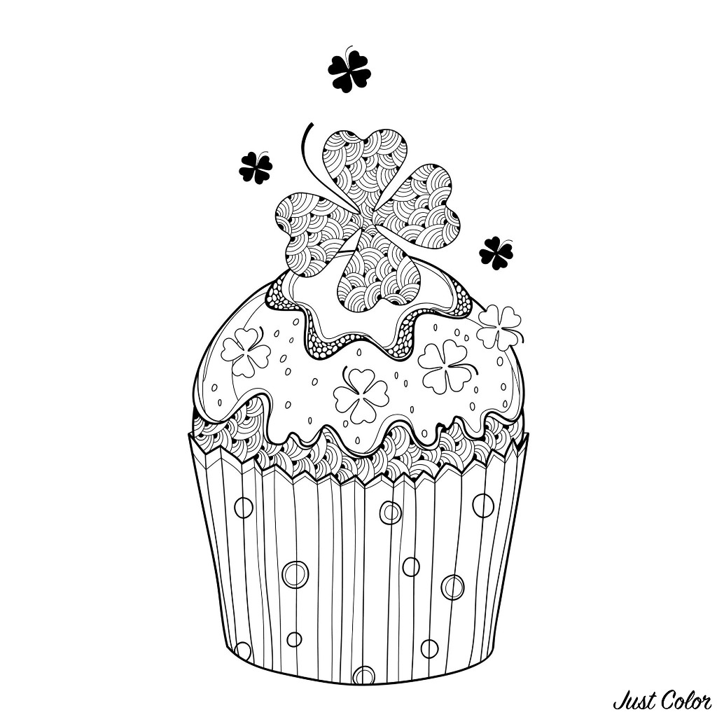 Le Trefle Sucre Cupcakes Et Gateaux Coloriages Difficiles Pour Adultes