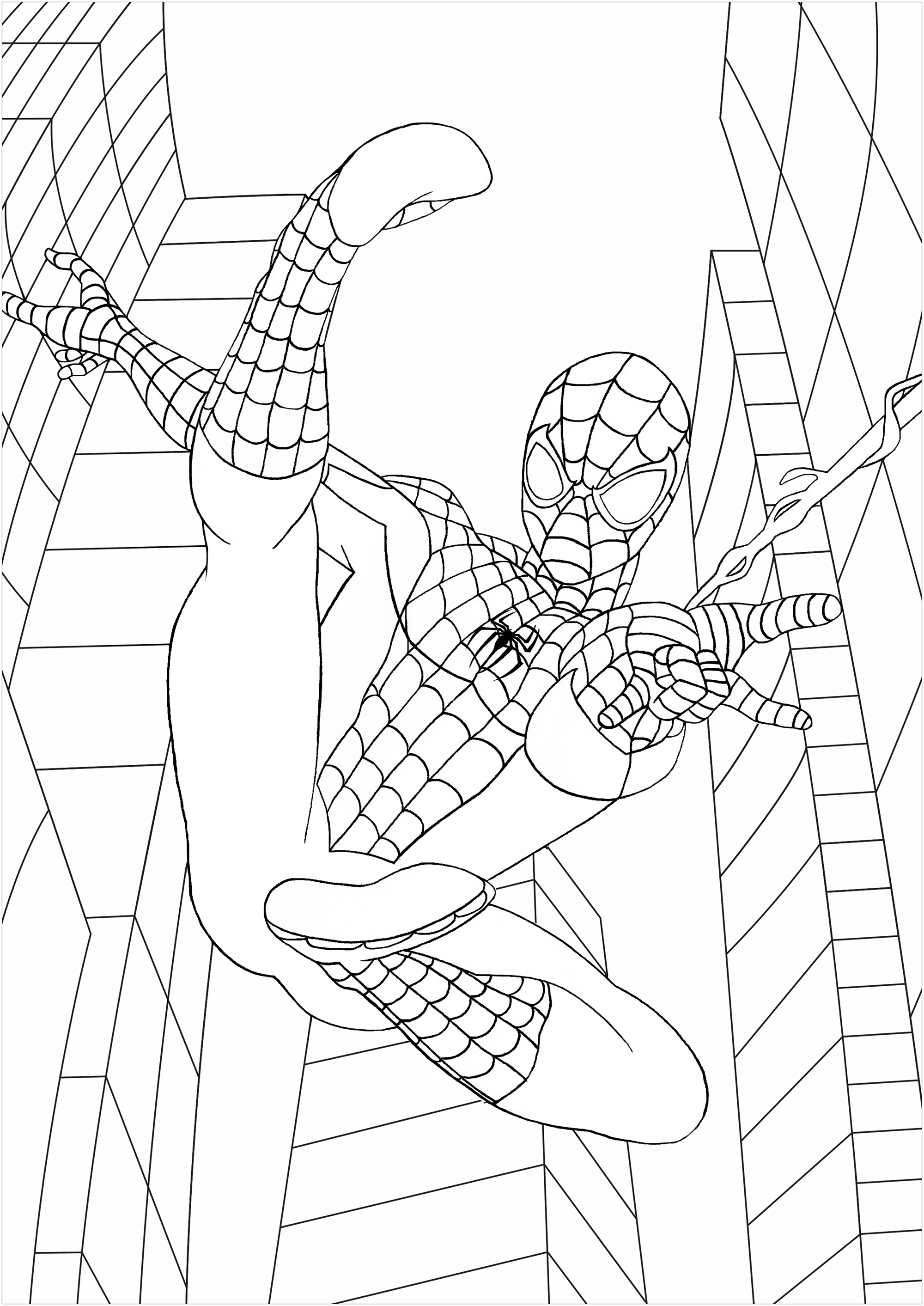 Coloriage fan-art Spider-man à New York - Livres et Comics