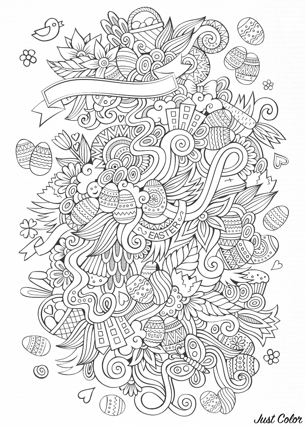 Coloriage Paques dessin plexe Un dessin assez plexe pour P¢ques