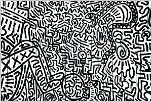 Coloriage créé à partir d'un tableau de Keith Haring