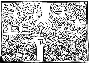 Coloriage adulte keith haring 3