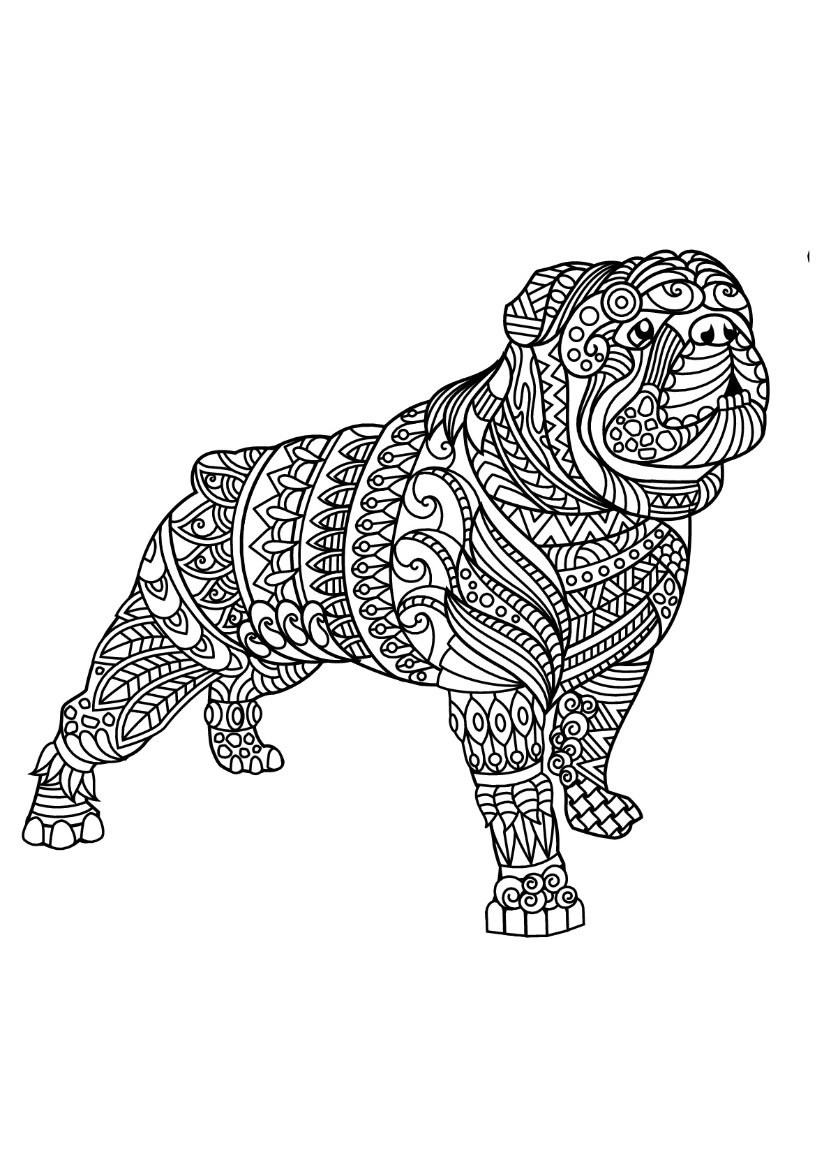 Disegni da colorare per adulti Animali 7 Immagine prendente Bulldog Fonte