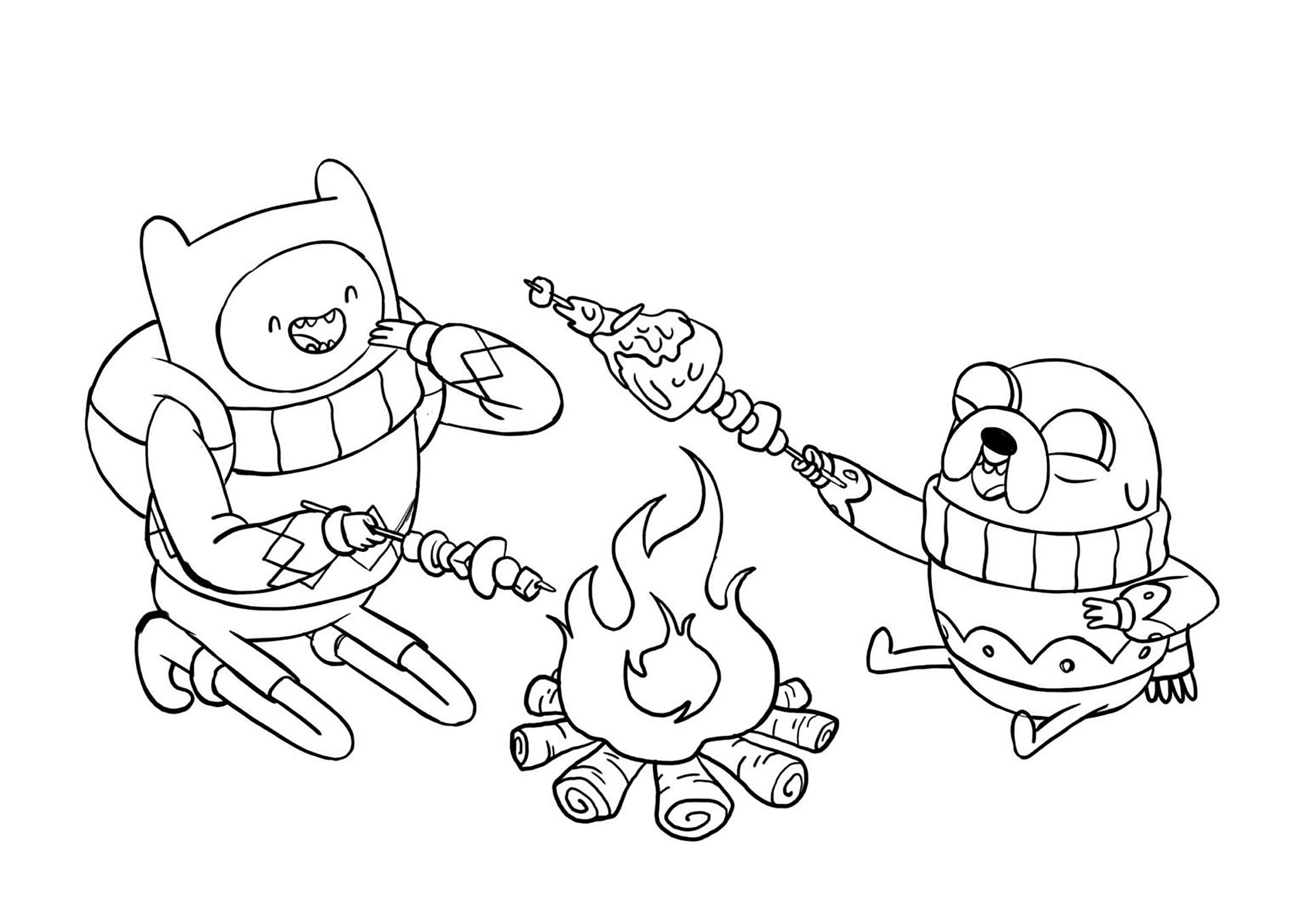 Marshmallow barbecue - Adventure Time Coloring Pages for Kids