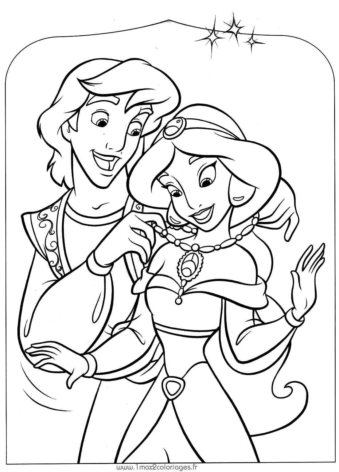 Aladdin and jasmine free to color for kids - Aladdin (and ...