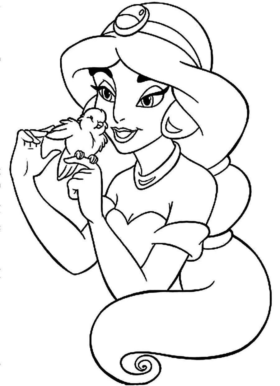 Cute Aladdin And Jasmine Coloring Pages for Kids