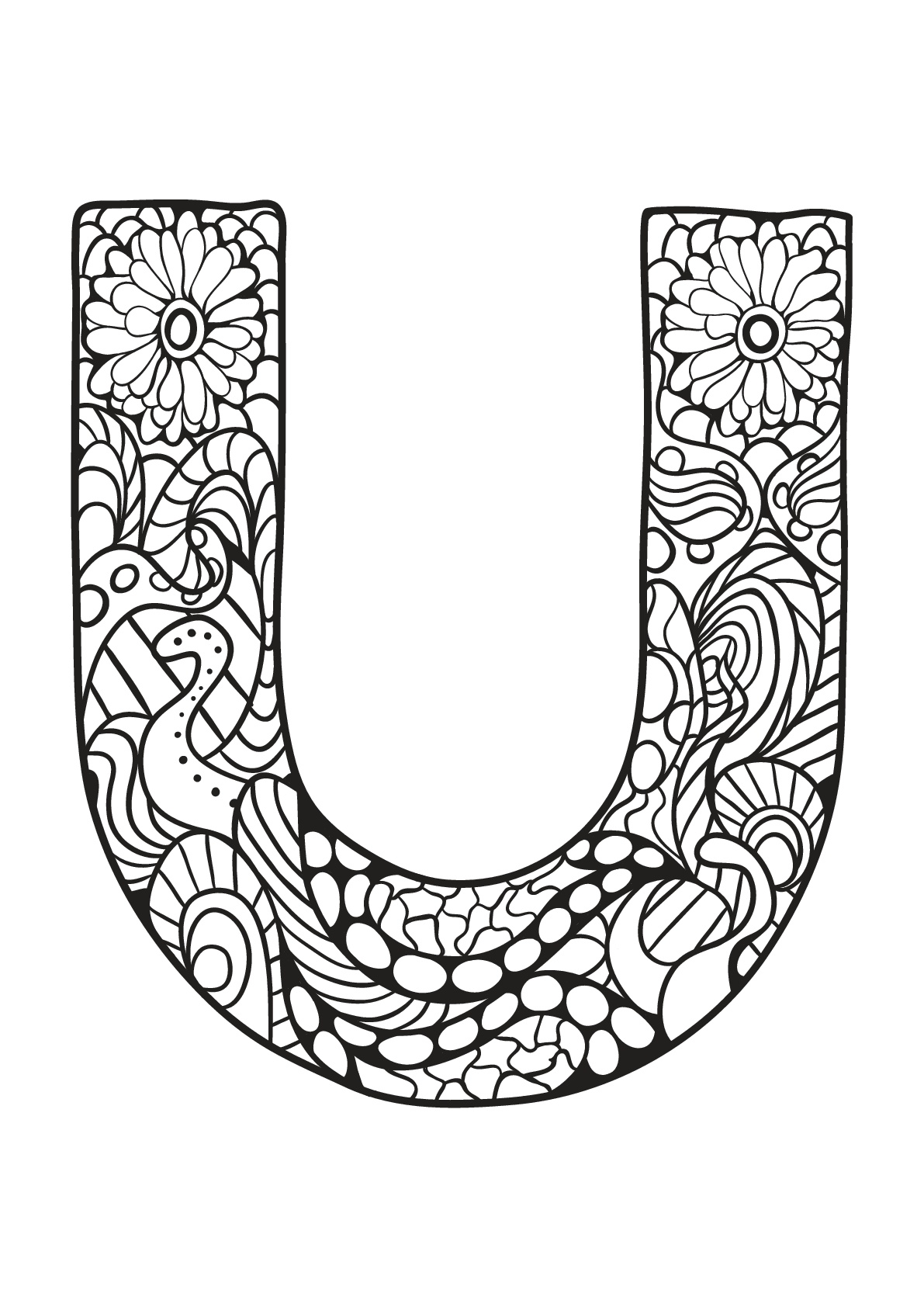 Alphabet to print for free : U - Alphabet Kids Coloring Pages