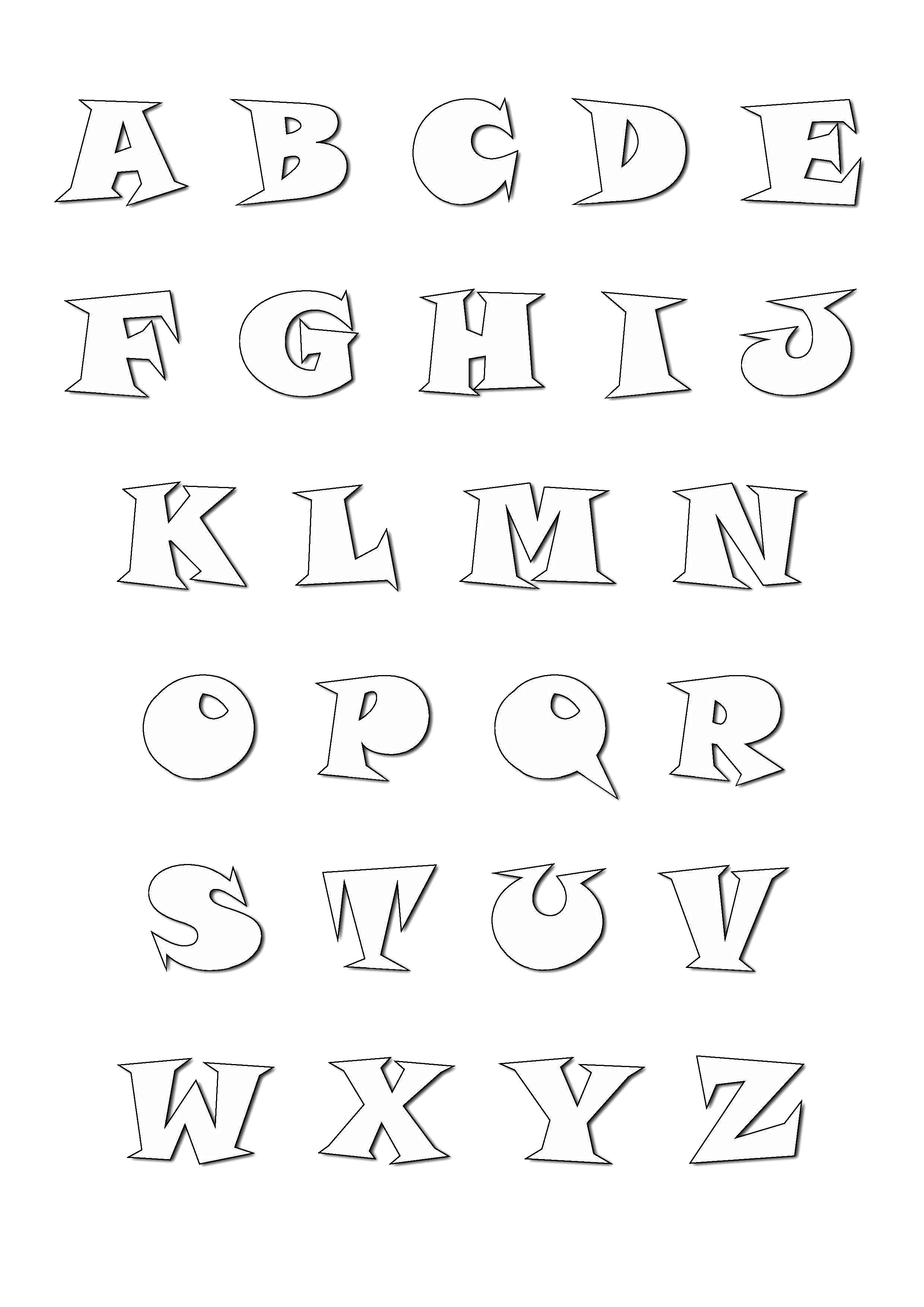 Alphabet coloring page to print and color for free : From A to Z (Cartoon font)